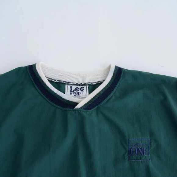 Vintage 90S Lee Sport Hunter Green Golfing Windbreaker Credit Union Logo Jacket - Picture 12 of 13